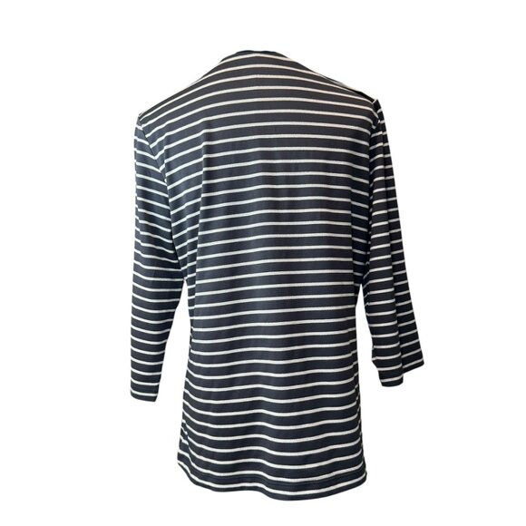 Tail Striped black Polo Shirt with Gold Snap Detail | Size Large - Picture 4 of 6